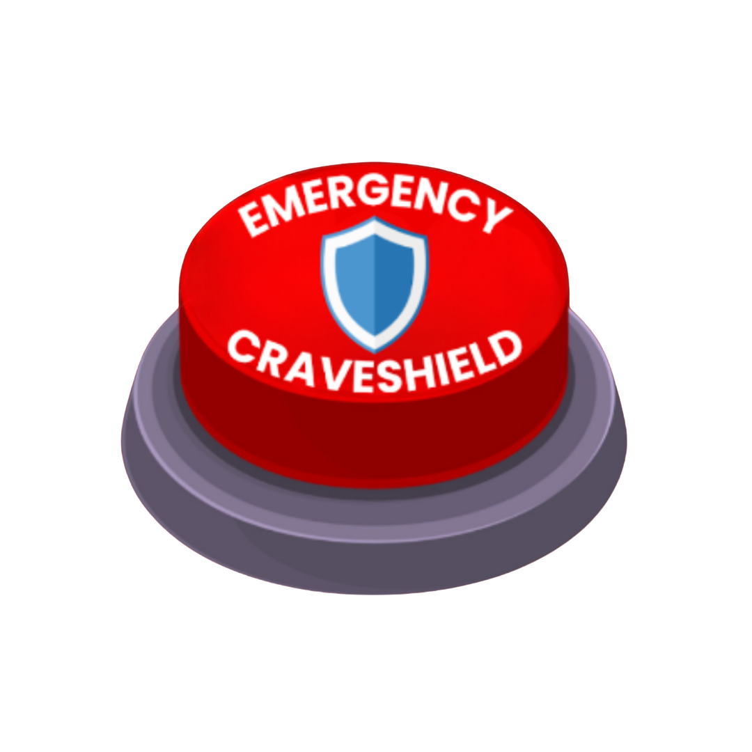 The red CraveShield emergency button